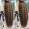 Ombre 4/27 13x4 Deep Wave Spets Front Hume Hair Wigs 1B/27 Highlight Wig Human Hair Closure Wigs 30 tum spets Front för WomenFactory Di