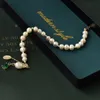 Bracelet en perles de millet d'eau douce, plaqué or 14 carats, Design de Niche, tissé à la main pour copines, Inte22