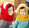 Cappelli da festa Bambino inverno all'uncinetto caldo cappuccio cappuccio ragazze ragazze fatte a mano a mano in lana di lana tappo di filato di lana carino forma di cane a forma di orecchio sciarpa sciarpa cappello babys sn1479