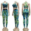 Hot Sell Letter Print Tracksuits For Women Sleeveless Crop Top And Sports Pants Casual Brand 2 Piece Sets J2377