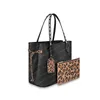 2021 tote handbag women totes handbags purses brown flower leopard leather 45856 shopping bags MM size 32/29/17cm #LNF-01