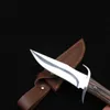 Topkwaliteit Outdoor Survival Rechte tactische mes D2 Mirror Polish Bowie Blade G10 Handvat vaste bladen Messen met leren schede