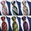 Pink blue Striped Men's Ties Business Wedding Neck Tie Pocket Square Cufflinks Tie Ring Men's Gift Gravata DiBanGu G220312