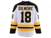 Men Vintage Boston 18 Happy Gilmore Hockey Jersey مخيط رقم الاسم الشعار أسود أبيض مناوب نساء شباب