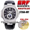 2022 GRF V4 5726 Cal.324SC A324 Automatic Mens Watch Annual Calendar Moon Phase Gray Textured Dial Stainless Steel Case Rubber Strap Super version eternity Watches