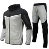 Teech Fleece Mens Tracksuits Fashion Boys 2022 Running Outdoor Two Pieces Set Winter Warm Jacket TrackPants Partihandel