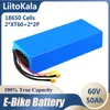 Liitokala 60V 50ah 18650 18650リチウム電池パック16S17p内蔵50AバランスBMS、同じポート、3000W AAA 67.2V電動オートバイ電池