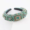 Retro Barokowa opaska Kryształ Diament Velvet Włosy Band Glitter Double Rows Zroszony Rhinestone Headbands X0726