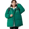 패션 겨울 여성 파카 재킷 캐주얼 대형 두꺼운 따뜻한 두건 패턴 코트 소녀 학생 겨울 ​​outwear Parkas 211221
