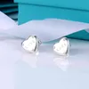 Nuove donne cuore Tif Silver Love Earrings Heart Heart Double Sided Steel Stampa Orecchini G1129
