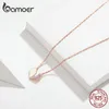 Bamoer Flooding Heart Shell Choker Ketting Voor Vrouwen 925 Sterling Zilveren Korte Ketting Neckalce Rose Gold Color Jewelry SCN330