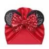 15686 Europe Baby Girls Big Bow Hat Дети мультфильм блестки бантом шапки детские хлопковые шляпы тюрбана 7 цветов