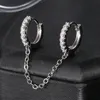 Hoop Huggie Fashion Dwaj dziury kolczyki dla kobiet genialne kryształowy łańcuch cyrkonu przyjęcie biżuterii przyjaciele Brincos femme