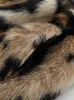 Lautaro Winter Long Leopard Print Warm Fluffy Faux Fur Trench Coat for Women Long Sleeve Double Breasted European Fashion 211007