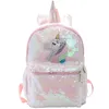 Zaino unisex Cartoon Unicorn Sequin School Bookbag borsa da viaggio a doppia spalla per riporre libri di grande capacità