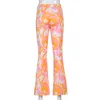 Pantalon évasé imprimé floral pour femmes Mode Summer Chic Tie Dye Pantalon long Femme Casual Sweatpant Capris Streetwear 210915