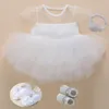 Tjejens klänningar 2021 Född babyflickor Dresskläder sommar Kids Party Födelsedag Outfits 1 Årskor Set Chopening Gown Toddler Tutu Dress