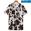 T-shirts pour hommes Vache Print Baseball Shirt Hommes Femmes Unisexe Hipster Hip Hop Jersey à manches courtes Tee Street Wear Tops d'été