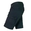 Mens Shorts Sommar Casual Work Wear Multi-Fickor Cargo Knä Längd Kort Byxor Mode Kläder Man Bermudas 210714
