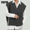 IEFB Herrkläder Vår Koreansk mode Lös enkel dubbelbröst Casual Short Suit Vest Notched Collar Top 9Y5399 210524