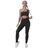 Kadın Fitngym Spor Asimetrik Tek Omuz Askılı Spor Üst Ve Yüksek Bel Pantolon Yaz Yoga Koşu Kıyafetleri için Set X0629