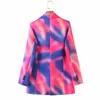 Fresh and Fashionable Slim Casual Women's Jacket Double-breasted Lapel Long-sleeved Rainbow Color Cool Chic Female Coat 210507