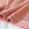 Couple 100% Cotton Pajamas For Women Summer Short Sleeve Tops + Shorts Men Home Suit Solid Loose Homewear Female Sleepwear Set 210809