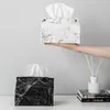 Storage Bags 1Pc Marble Pattern Removable Tissue Box Pu Leather Home Car Napkin Paper Container