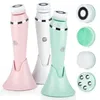 4 in 1 Electric Cleansing Brush Rechargeable Waterproof Spin Sonic Exfoliator Face Scrubber Cleanser Skin Care Machine 220216