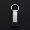 Leather Car Keychains Stainless Steel Car Keychain Luggage Decoration Key Chain DIY Keyring Pendant 5 Colors