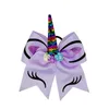 7 Inch 12 Colors Children Unicorn Bronzing Flip Sequins Dovetail Bow Hairs Bands Girls Hair Clips Baby Hair Accessory 454 K2