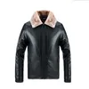 Winter Men Leather Jacket Vintage Motorcycle Fur Lined Lapel Faux Warm Suede Coat Mens 210923