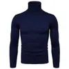 Favocent Zima Ciepła Turtleneck Sweter Mężczyźni Moda Solidne Dzianiny Męskie Swetry Dorywczo Mężczyzna Podwójny Kołnierz Slim Fit Pullover 210818