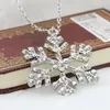 Pendentif Colliers Grand Flocon De Neige Argent Plaqué Brillant Simulé Diamant Mode Long Collier Pour Femmes Bijoux