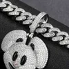 Hip Hop Claw Setting CZ Stone Bling Iced Out Cartoon Snoop Dogg Pendants Necklaces for Men Rapper Jewelry Hip Hop Accessories X0509