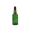 Garrafa de óleo essencial verde Matéria Borracha preta Borracha de ouro brilhante Anel de prata vazio Embalagem de embalagem de embalagem de embalagem de vidro vials 5ml 10ml15ml 20ml 30ml 50ml 100ml