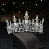 Barocco lusso argento placcato perle di cristallo diademi nuziali corona Pageant diadema CZ fasce accessori per capelli da sposa 210707