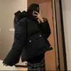 Mens 패딩 재킷 디자이너 플러스 사이즈 Mens Parkas Womens 지퍼 포켓 나일론 코트 후드 Drawstring 편지 겨울 따뜻한 outwear 패션 2 색 유니섹스