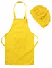 Printable customize LOGO Children Chef Apron set Kitchen Waists 12 Colors Kids Aprons with Chef Hats for Painting Cooking Baking