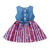 Robes de fille 12M-3T Enfant Bébé Filles Robe d'été 4ème juillet Mode Bowknot Denim Splice Étoiles Rayé Princesse Fille Vêtements