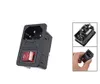 2021 Inlaatmodule 3 Pin Male Power Connector Socket Plug met zekering Schakelaars IEC320 C14 Rood / groen voor industriële controlele