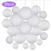 30 pcs/Lot 4 ''-12'' Mix Taille Boule De Papier Chinois Lampion Suspendu Blanc Décoration De Mariage Lanternes En Papier Abat-Jour Décor De Fête