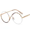Sonnenbrille Retro halbrandlos rund Damen Metall Brillengestell Mode Herren optisch klar Anti-Blaulicht Brillengestelle