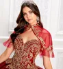 Luxury Princess Wine Quinceanera Dresses Lace Appliqued Sequins Ball Gown Vestidos De Quinceañera Sweetheart Sweet 16 Dress