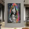 アフリカンブラックウーマングラフィティアートポスターとプリント抽象的なアフリカンガールキャンバスペインティングウォールアートピクチャーズウォール装飾6879342