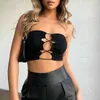 Kobiety Wrap Chest Tube Topy Party Club Lae Up Hollow Out Slim Fit Crop Top Stylowe Seksowne Ladies Backlvest Fashion Clubwear X0507