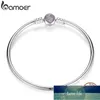 BAMOER Authentic 100% 925 Sterling Silver Snake Chain Heart Bangle & Bracelet Luxury Jewelry PAS904 Factory price expert design Quality Latest Style Original Status