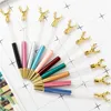 Ballpoint Pens wholesale NEW DIY Empty Tube Deer Head Metal Ballpoint Pens Self-filling Floating Glitter Dried Flower Crystal Pen Christmas Student Writing Gift