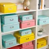 Fashion Home Paper Storage Box Color Covered Collapsible Office Bookcase Finishing Bedroom Clothing Shoebox Drawer Organizer 210922