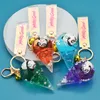 Acrylic Quicksand Bright Oil Cone Keychain Cartoon Figurine Giant Panda Ice Cream Keying Bil Ornament G1019